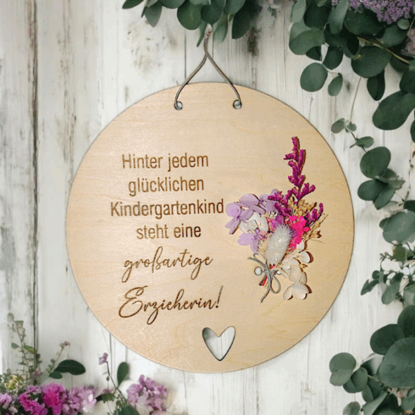 SVG Laserdatei 2er Set Holzscheibe Pflanzenstecker Geschenkscheibe Erzieherin Abschied Kindergarten SVG Datei – Bild 4