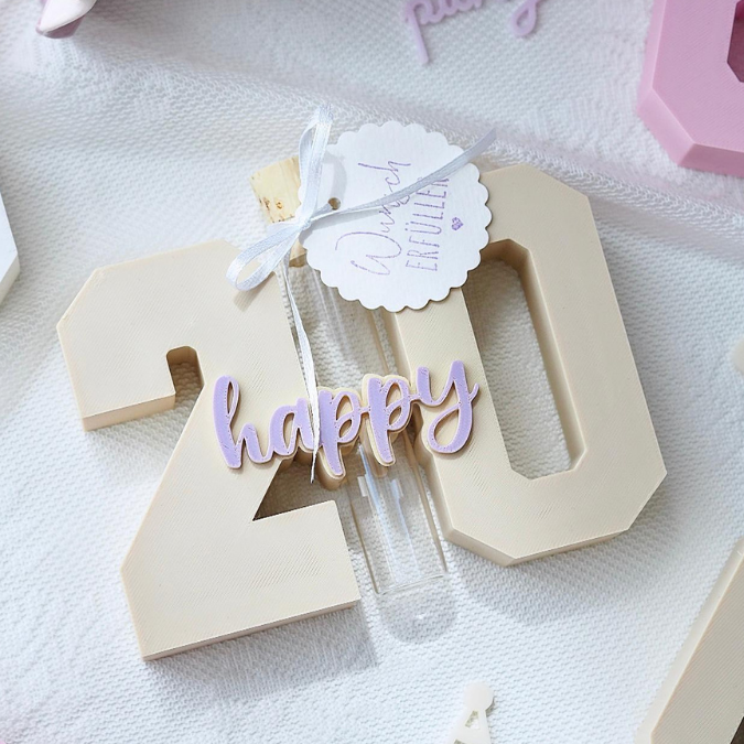 3D Druck Datei STL 16 18 20 30 40 50 60 70 80 happy birthday Geburtstag Geburtstagszahlen für Reagenzglas Geldgeschenk Blumen 3D-Druck Datei – Bild 6