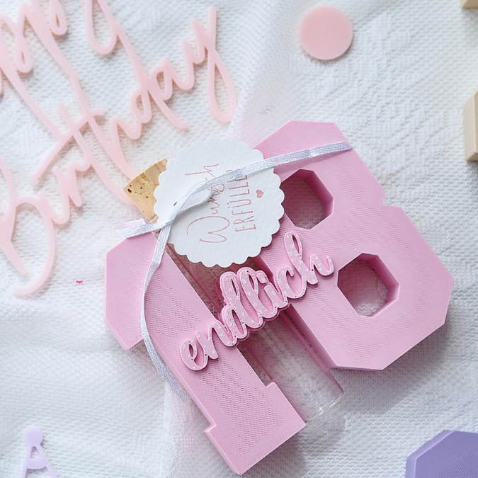 3D Druck Datei STL 16 18 20 30 40 50 60 70 80 happy birthday Geburtstag Geburtstagszahlen für Reagenzglas Geldgeschenk Blumen 3D-Druck Datei – Bild 5