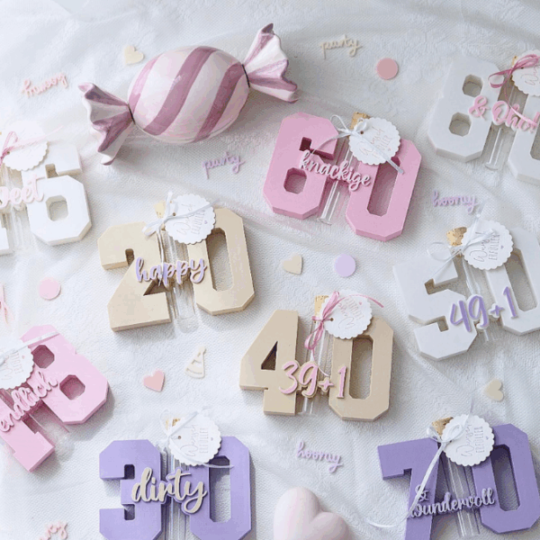 STL 3D Druck Datei Geburtstag Geburtstagszahlen für Reagenzglas Geldgeschenk Blumen 16 18 20 30 40 50 60 70 80 happy birthday 3D-Druck Datei – Bild 3