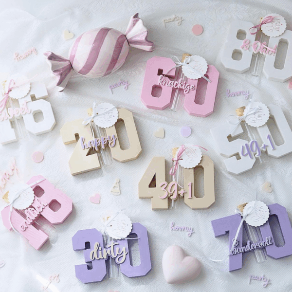 STL 3D Druck Datei Geburtstag Geburtstagszahlen für Reagenzglas Geldgeschenk Blumen 16 18 20 30 40 50 60 70 80 happy birthday 3D-Druck Datei