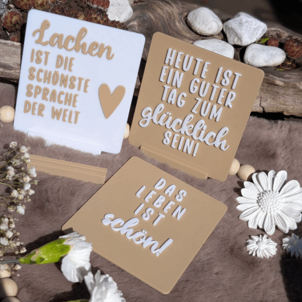 STL 3D Druck Datei Statement Aufsteller positive quotes Sprüche Karten Einschieber mit 3 verschiedenen Ständern 3D-Datei – Bild 6