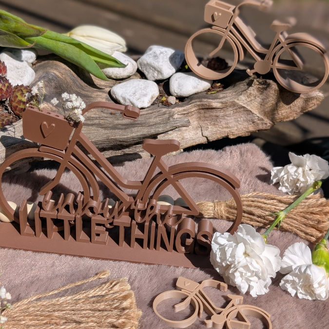 STL 3D-Druck Datei 3er Set Fahrrad Fahrräder verschiedene Größen inkl Schriftzug Statement 3D Geschenkidee
