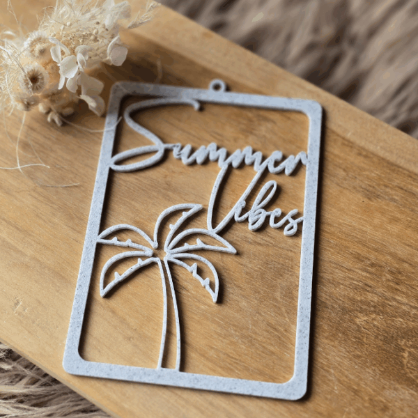 STL 3D Druck Datei Kranz Summer vibes Rechteckig Anhänger Geschenkidee Türkranz Deko Flur Eingangsbereich 3D-Druck Datei Sommer
