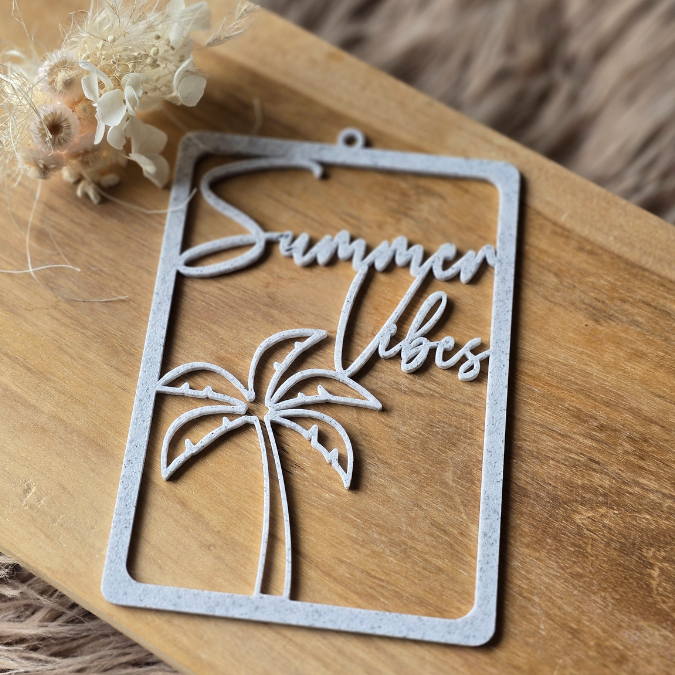 STL 3D Druck Datei Kranz Summer vibes Rechteckig Anhänger Geschenkidee Türkranz Deko Flur Eingangsbereich 3D-Druck Datei Sommer