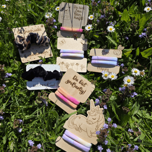 SVG Laserdatei Girls Scrunchie Halter Verpackung für Haargummis Scrunchies Mädchen Einhorn 8 Designs Geschenkidde für Kinder SVG-Datei – Bild 3