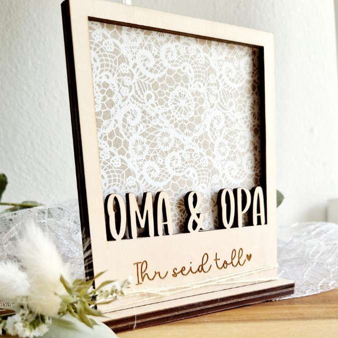 SVG Laserdatei Retrorahmen Vintagerahmen mit Ständer für 3mm und 4mm Holz Oma Opa Uroma Uropa Muttertag Vatertag Mama Papa Familie SVG Datei – Bild 5