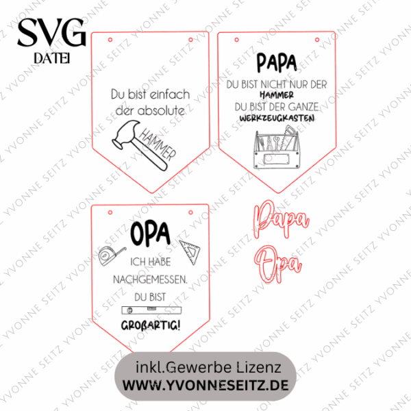 SVG Datei Wimpel Werkzeug Männer Geschenkidee für Papa Vatertag Opa Mann SVG Laserdatei Laserfile Lasercut Männergeschenk Mann Vater – Bild 2