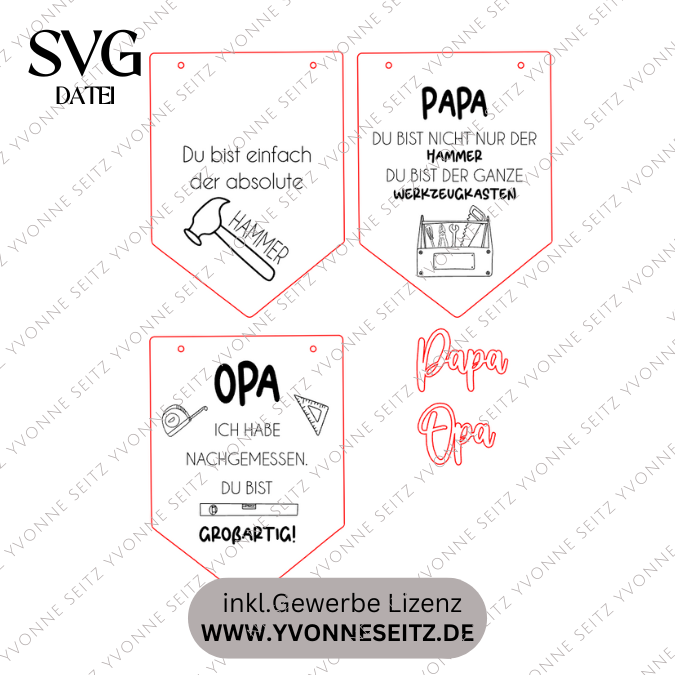 SVG Datei Wimpel Werkzeug Männer Geschenkidee für Papa Vatertag Opa Mann SVG Laserdatei Laserfile Lasercut Männergeschenk Mann Vater – Bild 2