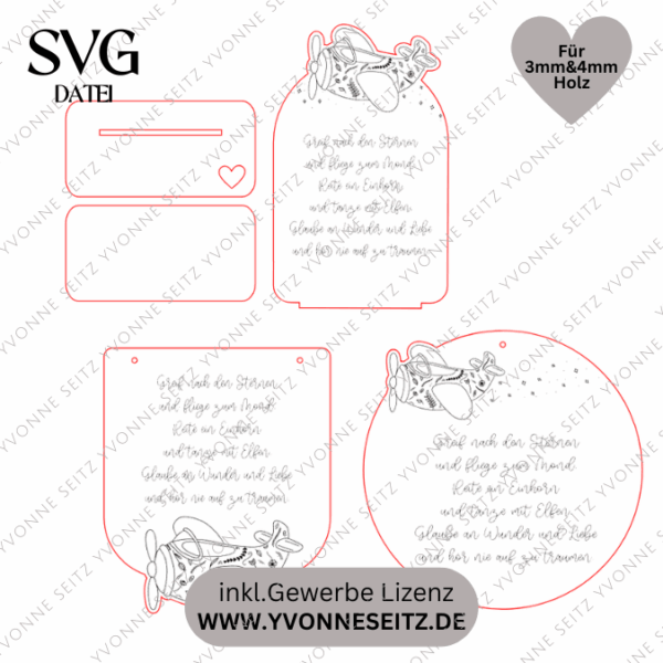 SVG Laserdatei Holzscheibe Wimpel und Aufsteller Motivation für Kinder Kinderzimmerdeko 3mm und 4mm Holz  SVG Datei Träume Affirmation Kids – Bild 2