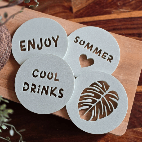 STL 3D-Druck Datei Sommer 6er Set Untersetzer für Gläser 3D Geschenkidee 3D-Datei Sommer Sonne Gute Laune cool drinks – Bild 2