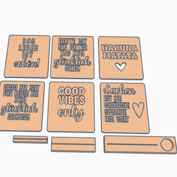 STL 3D Druck Datei Statement Aufsteller positive quotes Sprüche Karten Einschieber mit 3 verschiedenen Ständern 3D-Datei – Bild 2