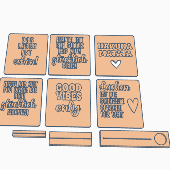 STL 3D Druck Datei Statement Aufsteller positive quotes Sprüche Karten Einschieber mit 3 verschiedenen Ständern 3D-Datei – Bild 2