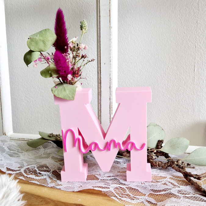 STL 3D Druck Datei Muttertag Buchstabe Statement Aufsteller M Mama 2er Set mit öffnung für Reagenzglas 3D-Datei – Bild 9