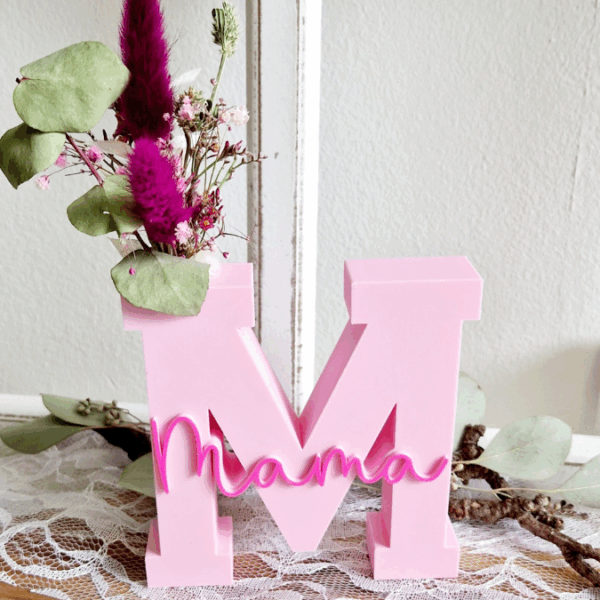 STL 3D Druck Datei Muttertag Buchstabe Statement Aufsteller M Mama 2er Set mit öffnung für Reagenzglas 3D-Datei