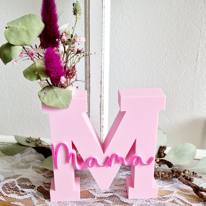 STL 3D Druck Datei Muttertag Buchstabe Statement Aufsteller M Mama 2er Set mit öffnung für Reagenzglas 3D-Datei