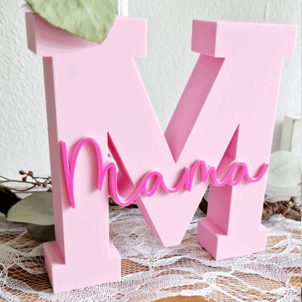 STL 3D Druck Datei Muttertag Buchstabe Statement Aufsteller M Mama 2er Set mit öffnung für Reagenzglas 3D-Datei – Bild 11