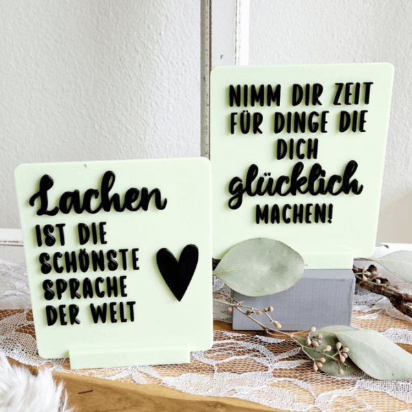 STL 3D Druck Datei Statement Aufsteller positive quotes Sprüche Karten Einschieber mit 3 verschiedenen Ständern 3D-Datei – Bild 3