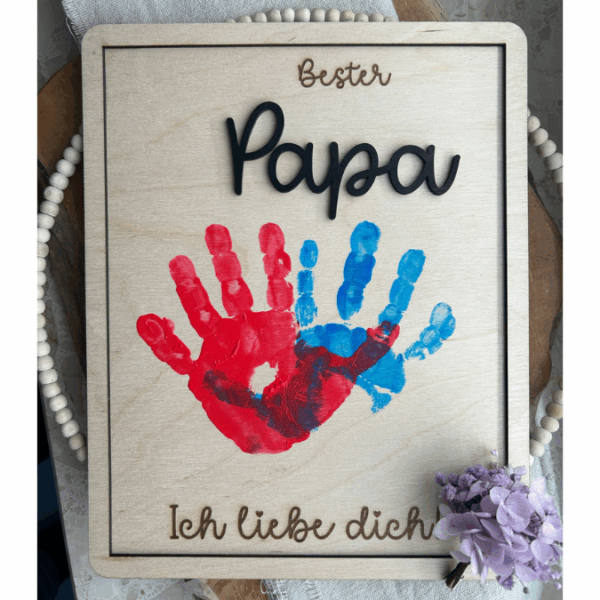 SVG Datei Bilderrahmen für Handabdruck Fußabdruck Hammer Männer Geschenkidee für Papa Vatertag Mann SVG Laserdatei Männergeschenk Mann Vater – Bild 4