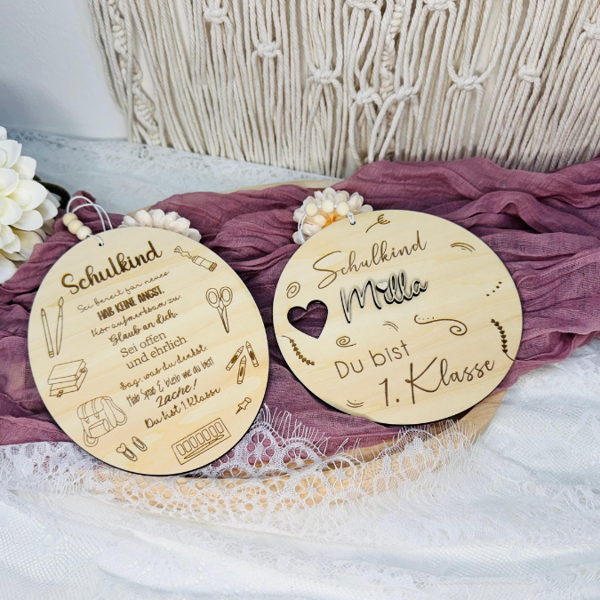 SVG Laserdatei 2er Set Holzscheibe Geschenkscheibe Schulkind Einschulung Geschenkidee Schulkind personalisierbar SVG Datei – Bild 15