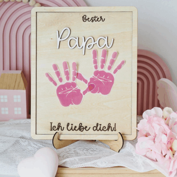 SVG Datei Bilderrahmen für Handabdruck Fußabdruck Hammer Männer Geschenkidee für Papa Vatertag Mann SVG Laserdatei Männergeschenk Mann Vater – Bild 13