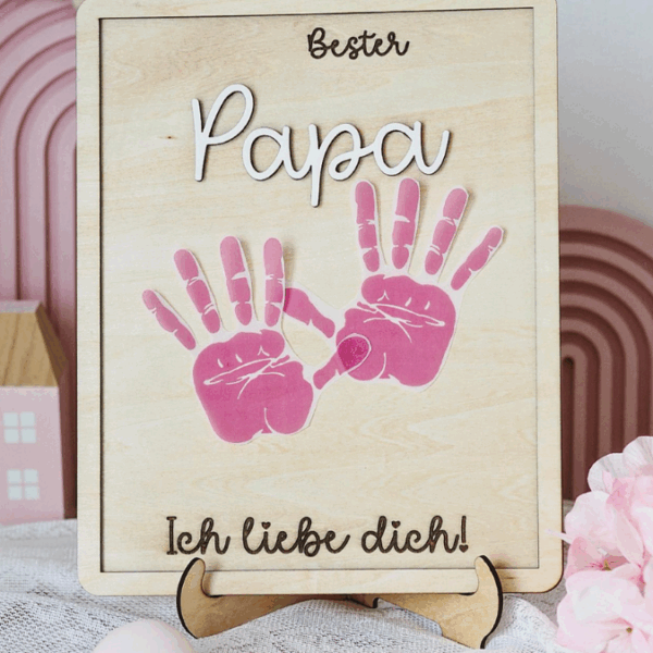 SVG Datei Bilderrahmen für Handabdruck Fußabdruck Hammer Männer Geschenkidee für Papa Vatertag Mann SVG Laserdatei Männergeschenk Mann Vater – Bild 6