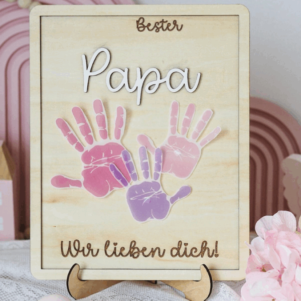 SVG Datei Bilderrahmen für Handabdruck Fußabdruck Hammer Männer Geschenkidee für Papa Vatertag Mann SVG Laserdatei Männergeschenk Mann Vater – Bild 8