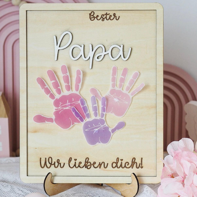 SVG Datei Bilderrahmen für Handabdruck Fußabdruck Hammer Männer Geschenkidee für Papa Vatertag Mann SVG Laserdatei Männergeschenk Mann Vater – Bild 8
