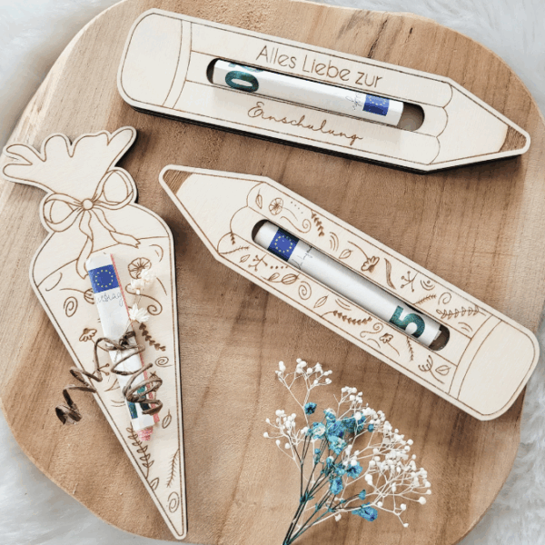 SVG Laserdatei Schulkind Einschulung Halter für Lolli Lutscher Geldgeschenke Schultüte Stift Gescheinkidee Junge Mädchen SVG Datei – Bild 20