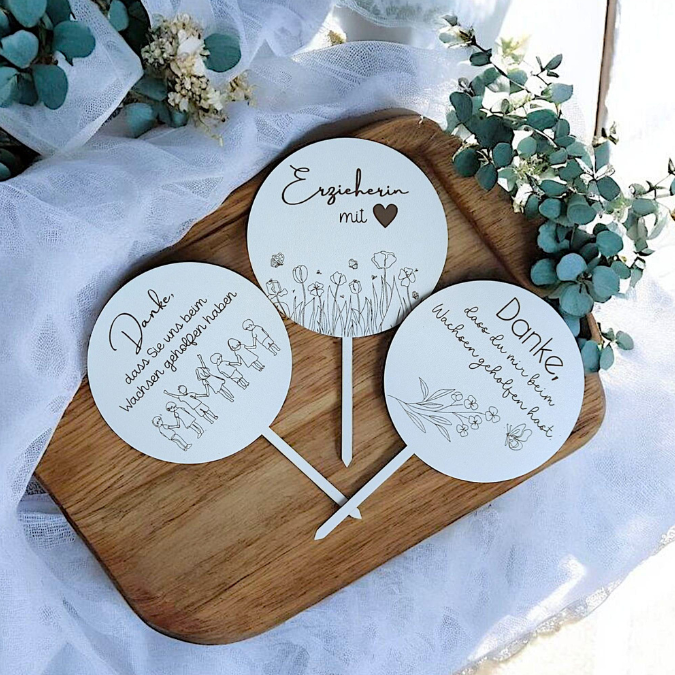 SVG Laser Datei Pflanzenstecker 9er Set Kindergartenabscheid Geschenk Erzieherin Kita KiGa SVG Datei – Bild 6