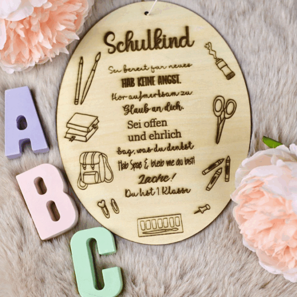 SVG Laserdatei 2er Set Holzscheibe Geschenkscheibe Schulkind Einschulung Geschenkidee Schulkind personalisierbar SVG Datei – Bild 8