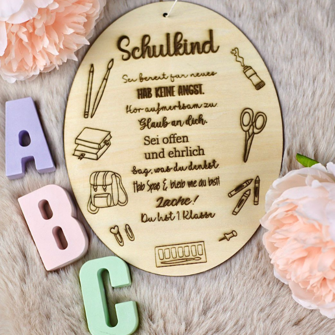 SVG Laserdatei 2er Set Holzscheibe Geschenkscheibe Schulkind Einschulung Geschenkidee Schulkind personalisierbar SVG Datei – Bild 9