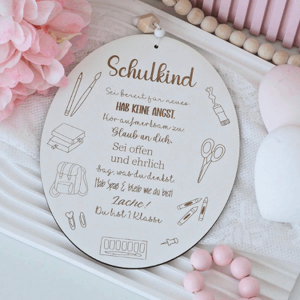 SVG Laserdatei 2er Set Holzscheibe Geschenkscheibe Schulkind Einschulung Geschenkidee Schulkind personalisierbar SVG Datei – Bild 3