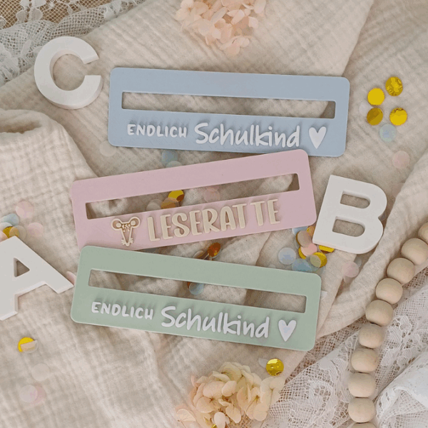 STL 3D Druck Datei Lesehilfe 3er Set Einschulung Schulkind Schule Lesen inkl Blanko zum personalisieren 3D-Druck Datei – Bild 7