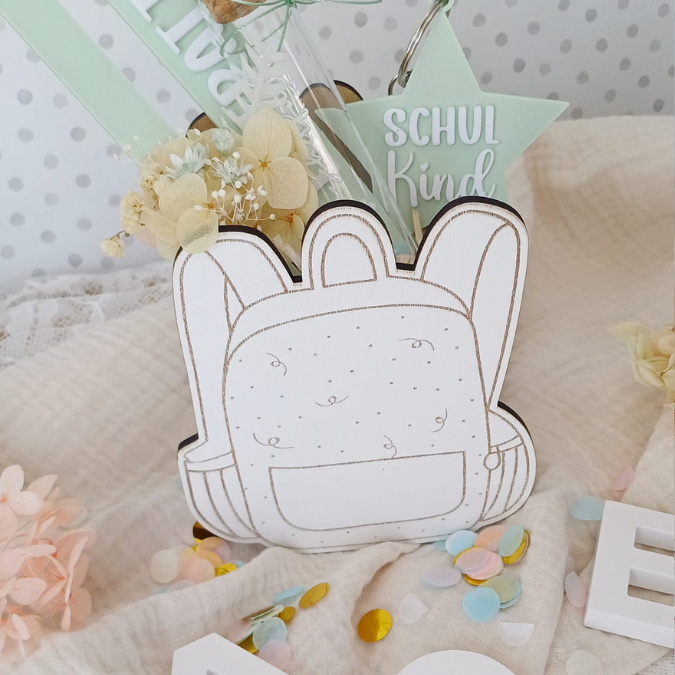 SVG Laserdatei Schulkind Einschulung Rucksack Schulranzen zum befüllen Gescheinkidee Junge Mädchen 3mm und 4mm SVG Datei – Bild 14