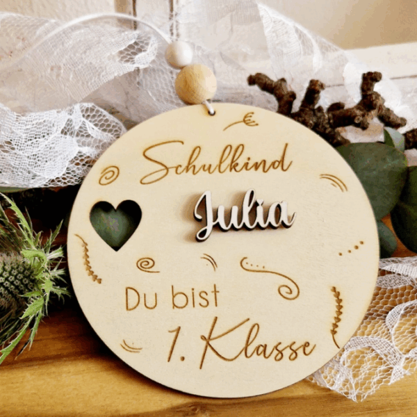 SVG Laserdatei 2er Set Holzscheibe Geschenkscheibe Schulkind Einschulung Geschenkidee Schulkind personalisierbar SVG Datei – Bild 4