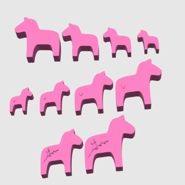 STL 3D-Druck Datei 10er Set Dala Pferd Dalas verschiedene Größen 3D Geschenkidee inkl Blankos – Bild 6
