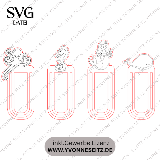 SVG Laserdatei Schulkind Einschulung 4 Designs Lesezeichen Meerjungfrau Fische Ocean Schulstart Lesen Gescheinkidee Junge Mädchen SVG Datei – Bild 2