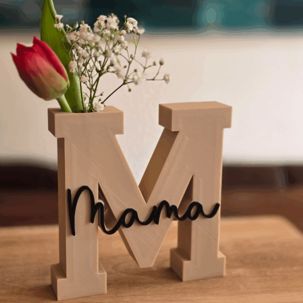 STL 3D Druck Datei Muttertag Buchstabe Statement Aufsteller M Mama 2er Set mit öffnung für Reagenzglas 3D-Datei – Bild 8