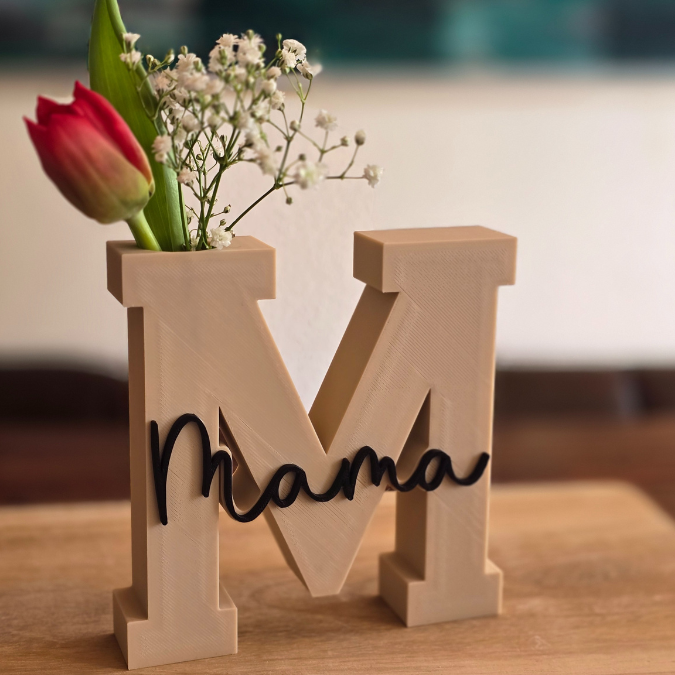 STL 3D Druck Datei Muttertag Buchstabe Statement Aufsteller M Mama 2er Set mit öffnung für Reagenzglas 3D-Datei – Bild 8