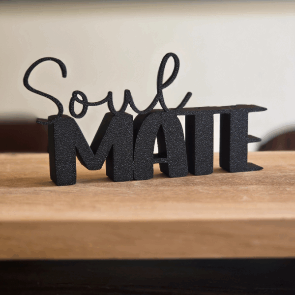 STL 3D Druck Datei Schriftzüge Beste Freundin Soul Mate Herzmensch 6er Set mit und ohne Löcher für Blumen 3D-Datei – Bild 3