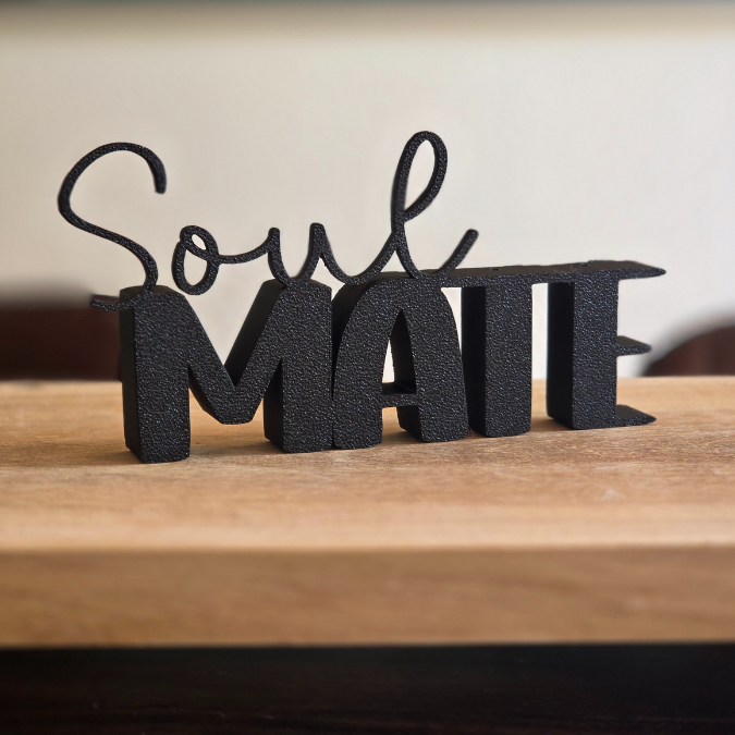 STL 3D Druck Datei Schriftzüge Beste Freundin Soul Mate Herzmensch 6er Set mit und ohne Löcher für Blumen 3D-Datei – Bild 8