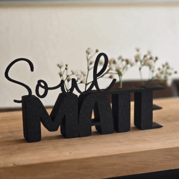 STL 3D Druck Datei Schriftzüge Beste Freundin Soul Mate Herzmensch 6er Set mit und ohne Löcher für Blumen 3D-Datei – Bild 4