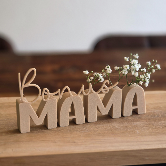 STL 3D Druck Datei Muttertag Schriftzug Bonus Mama 2er Set mit und ohne Löcher für Blumen 3D-Datei – Bild 3