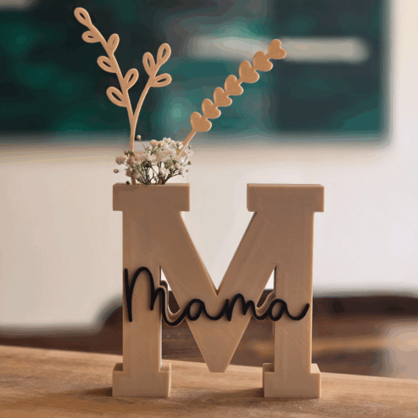 STL 3D Druck Datei Muttertag Buchstabe Statement Aufsteller M Mama 2er Set mit öffnung für Reagenzglas 3D-Datei – Bild 3