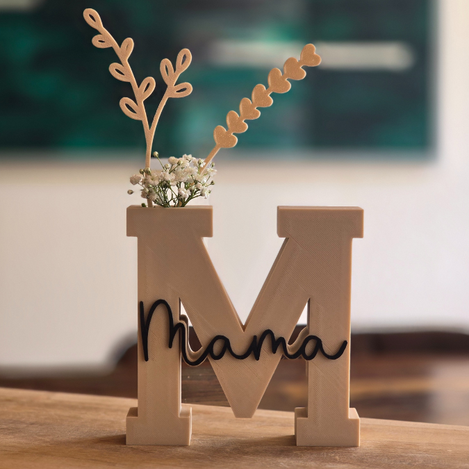 STL 3D Druck Datei Muttertag Buchstabe Statement Aufsteller M Mama 2er Set mit öffnung für Reagenzglas 3D-Datei – Bild 3