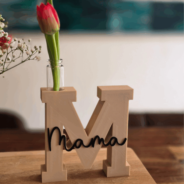 STL 3D Druck Datei Muttertag Buchstabe Statement Aufsteller M Mama 2er Set mit öffnung für Reagenzglas 3D-Datei – Bild 4