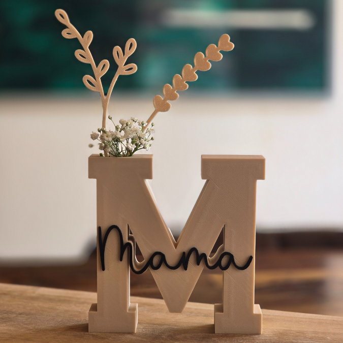 STL 3D Druck Datei Muttertag Buchstabe Statement Aufsteller M Mama 2er Set mit öffnung für Reagenzglas 3D-Datei – Bild 6