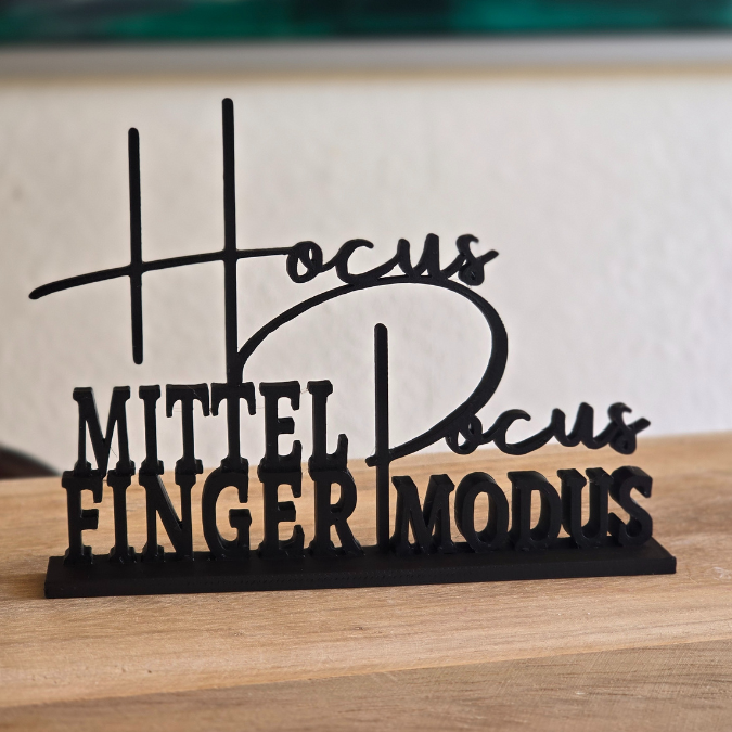 STL 3D Druck Datei Schriftzug Statement Hocus Pocus Mittelfingermodus Aufsteller 3D-Druck Datei – Bild 5
