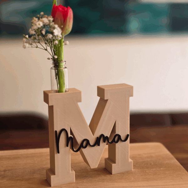 STL 3D Druck Datei Muttertag Buchstabe Statement Aufsteller M Mama 2er Set mit öffnung für Reagenzglas 3D-Datei – Bild 5